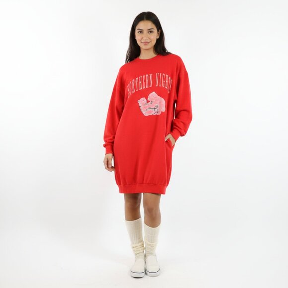 *White Pine Northern Nights Red Bear Graphic Long Sleeve Sleep Sweater - Picture 1 of 7